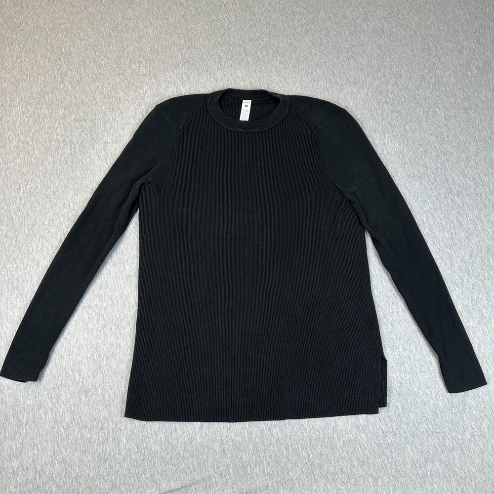 Lululemon Take It All In Cotton-Blend Ribbed Knit Sweater Black Womens Size M